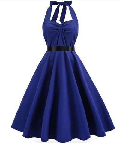 Robe des Années 50 Bleu - Madame Vintage