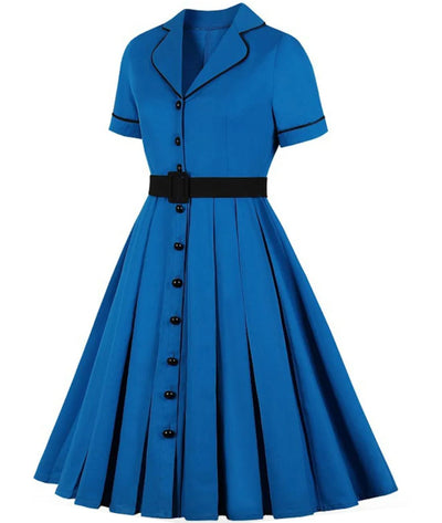 Robe Des Années 50 Bleue - Madame Vintage