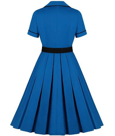 Robe Des Années 50 Bleue - Madame Vintage