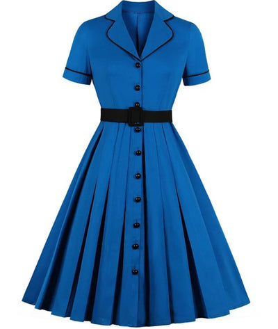 Robe Des Années 50 Bleue - Madame Vintage