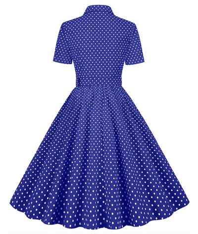 Robe d'été Année 50 Bleu - Madame-Vintage