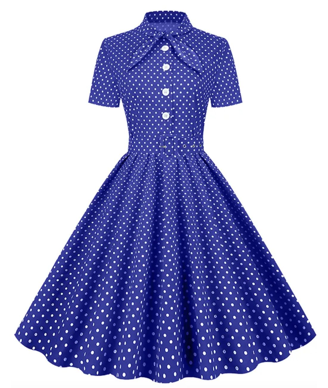 Robe d'été Année 50 Bleu - Madame-Vintage