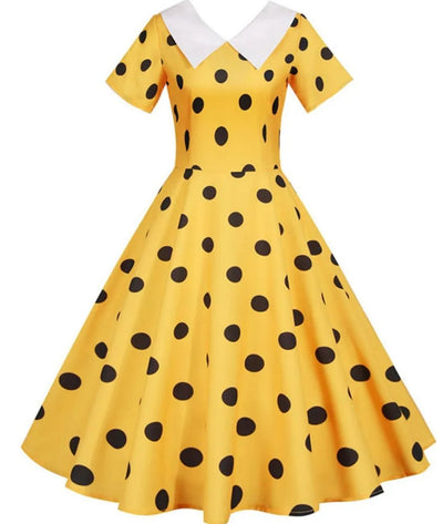 Robe Jaune Pin Up - Madame Vintage