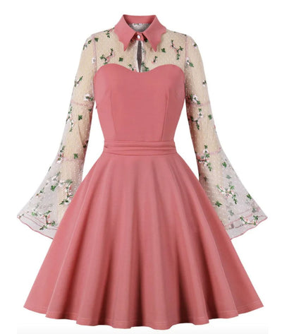 Robe Manches Longues Année 50 - Madame-Vintage