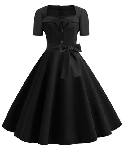 Robe Noire Années 50 - Madame Vintage