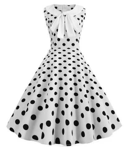 Robe Pin Up à Pois Noir Et Blanc - Madame Vintage