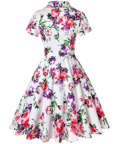 Robe Pin Up Année 50 Blanche - Madame Vintage