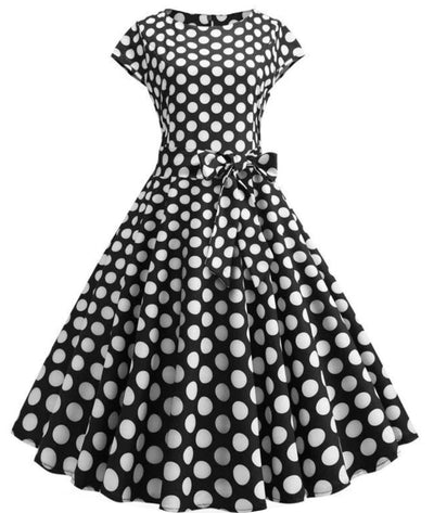 Robe À Pois Année 50 Sans Manches Cintré - Madame Vintage