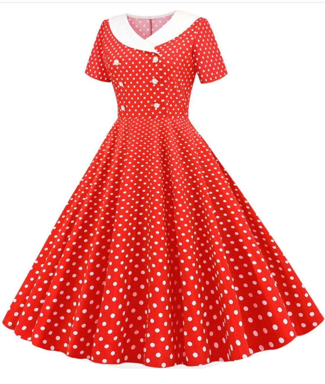 Robe Retro Année 60 Rouge - Madame Vintage