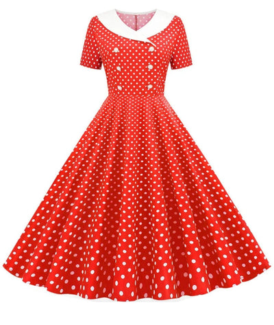 Robe Retro Année 60 Rouge - Madame Vintage