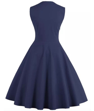 Robe Rockabilly Bleu Et Noir - Madame Vintage