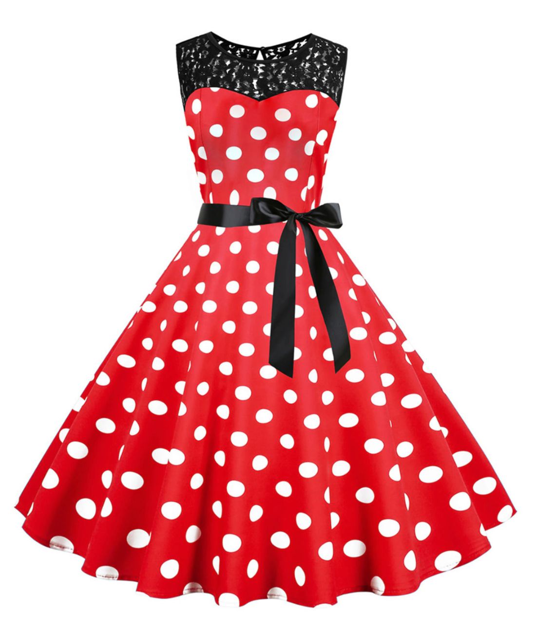 Robe Rockabilly Rouge Et Noir - Madame Vintage
