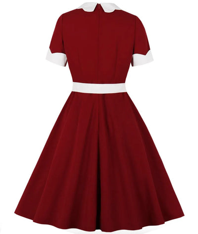 Robe Rouge Et Blanc Année 50 - Madame Vintage
