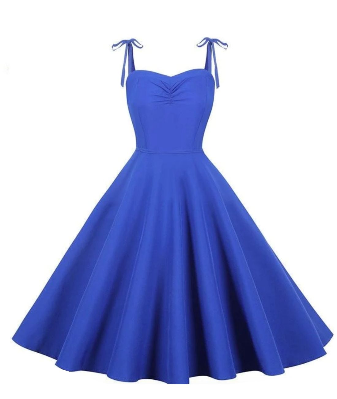 Robe Satin Bleu Année 60 - Madame Vintage