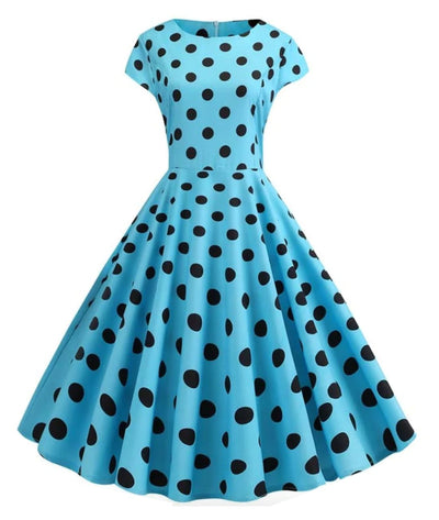 Robe Style Année 50 Bleu Roi - Madame-Vintage