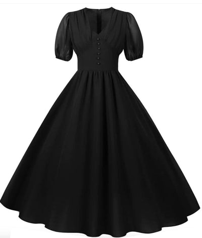 Robe Vintage Année 50 Noire - Madame Vintage