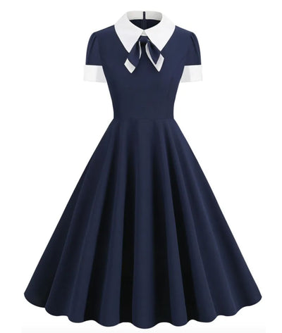Robe Vintage Grande Taille Année 50 Bleu - Madame-Vintage