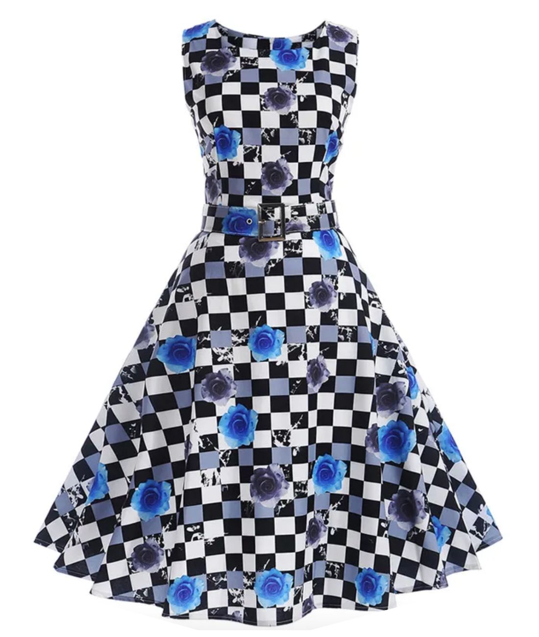 Robe Vintage Pin Up Fleur Bleue - Madame Vintage