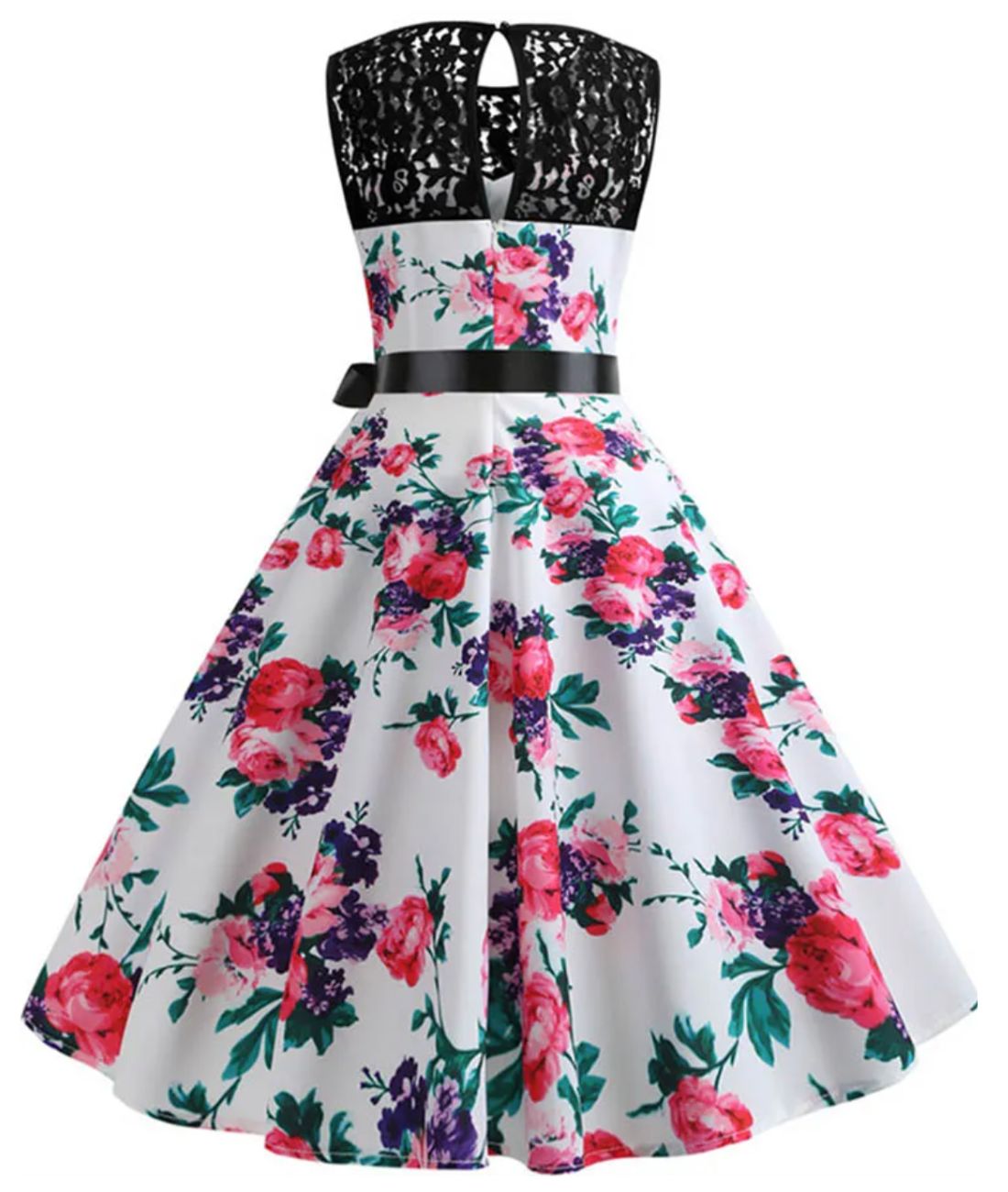 Robe Vintage Pin Up Fleurs Roses - Madame Vintage