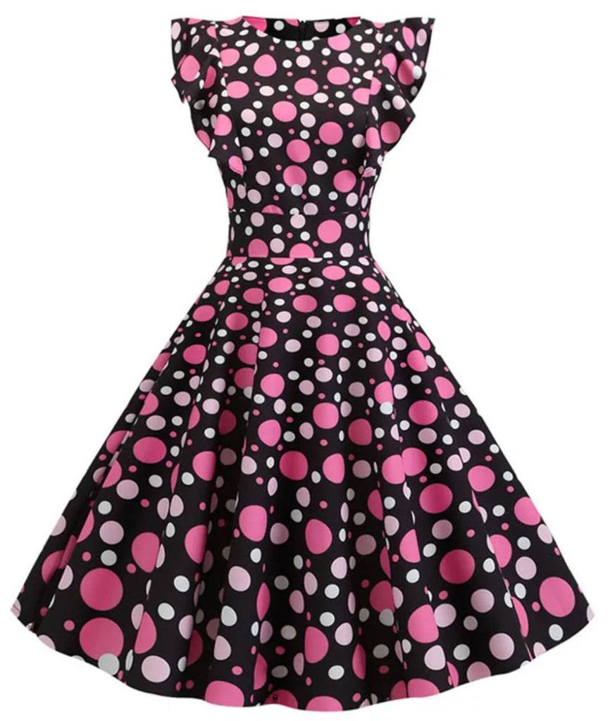 Robe En Soie à Pois PINK - Col V - Taille S - Amarante/Noir - Neuve Avec étiquettes - Équipement