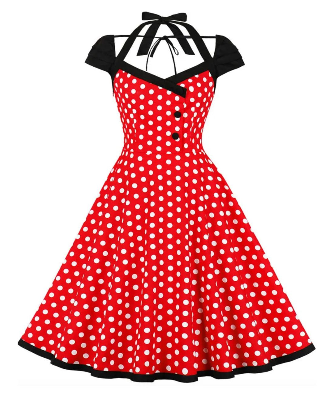 Robe Vintage Pin Up Rouge Pois Madame Vintage - Main Image