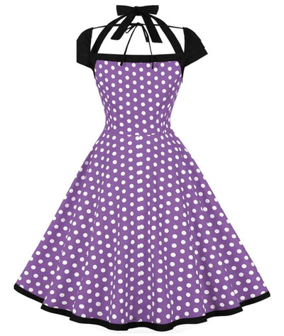 Robe Vintage Pin Up Violet Pois - Madame Vintage