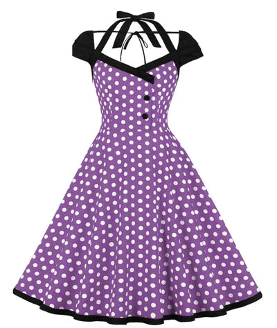 Robe Vintage Pin Up Violet Pois - Madame Vintage