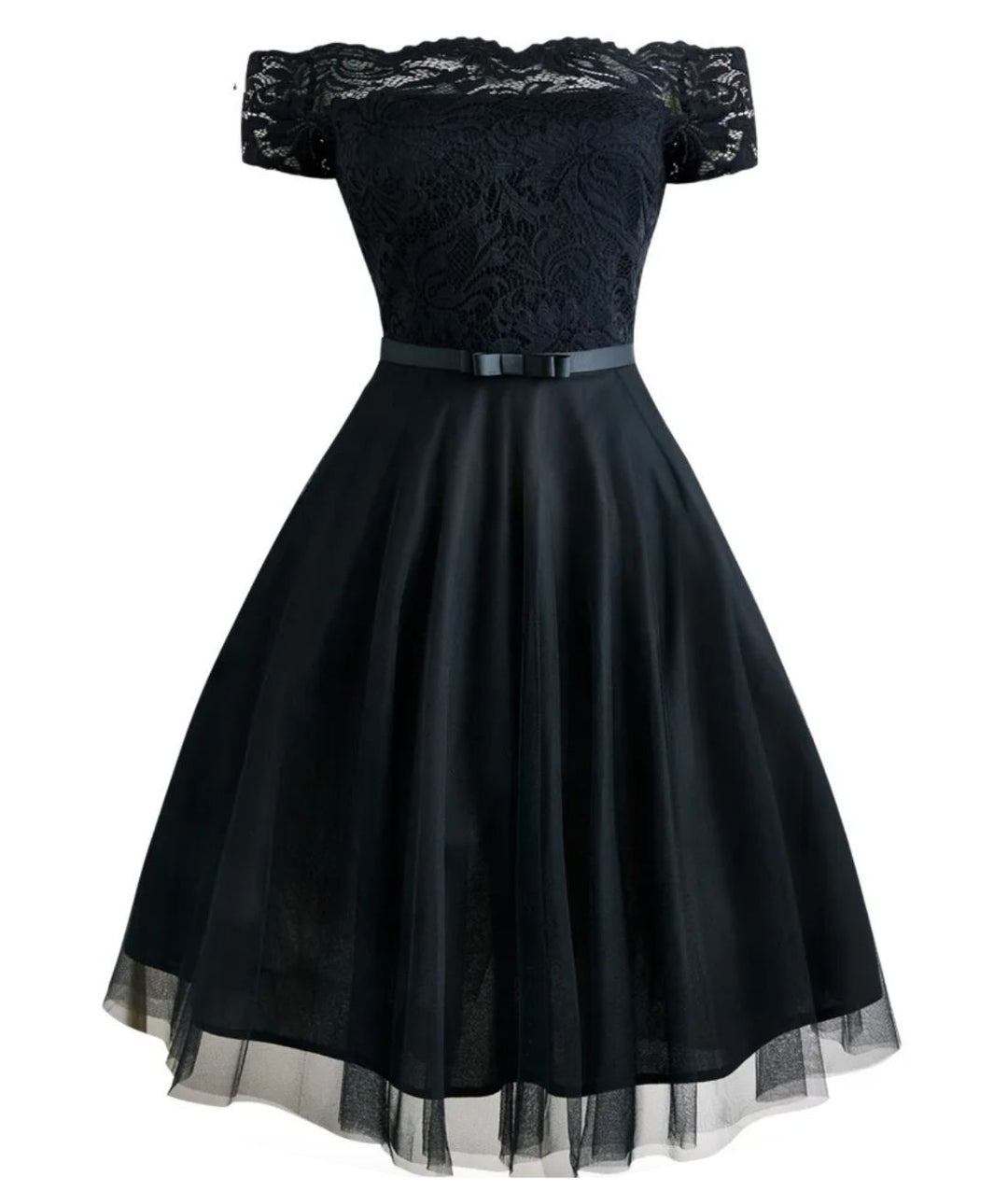 Robe Vintage Rockabilly Dentelle Noir Madame Vintage